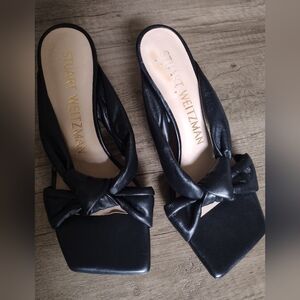 Stuart Weitzman Playa Womens Square Toe Heel Black Leather US 5.5